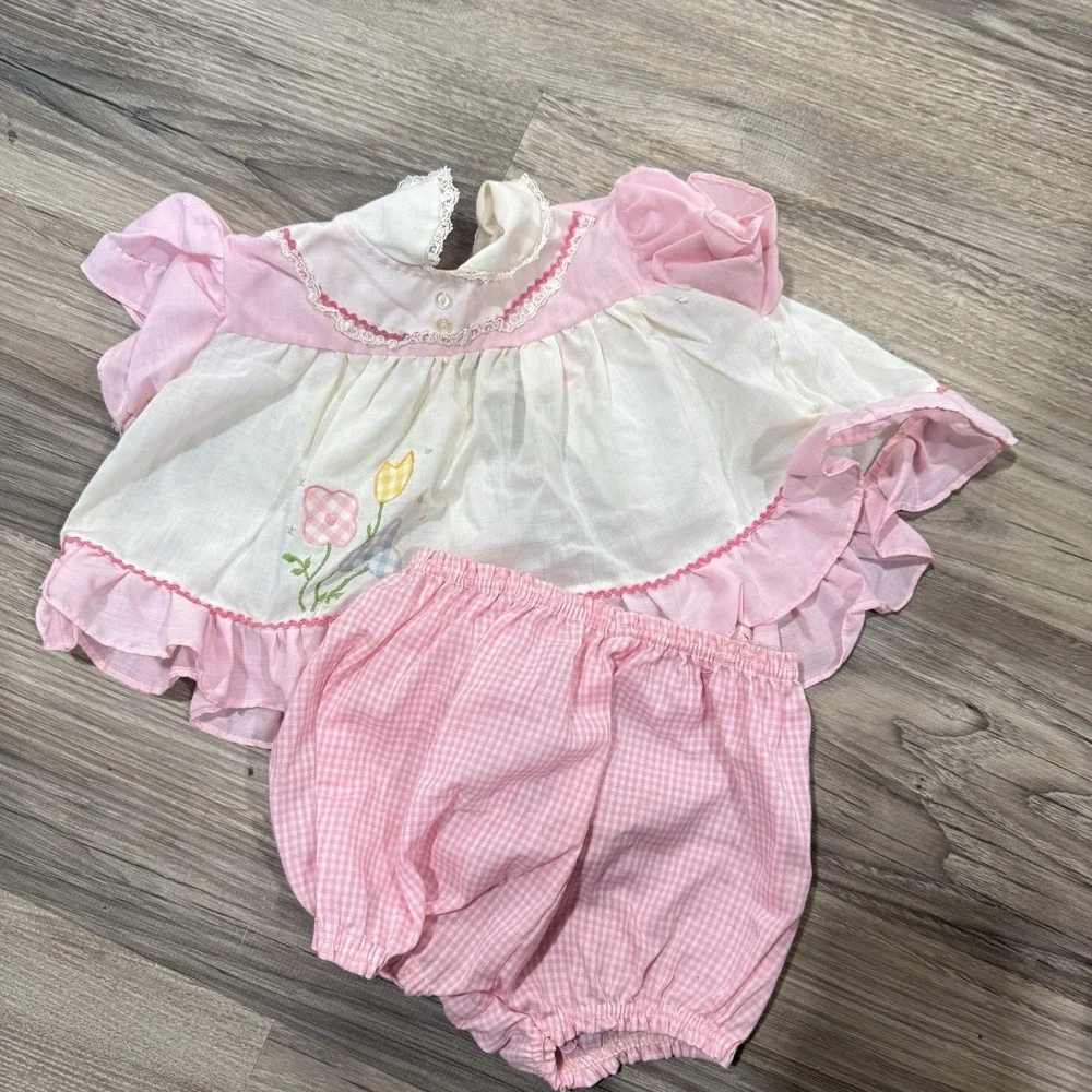 Vtg 50s 60s Baby Girl boy Clothing Lot Dresses Diaper Covers Lace Floral AS IS
